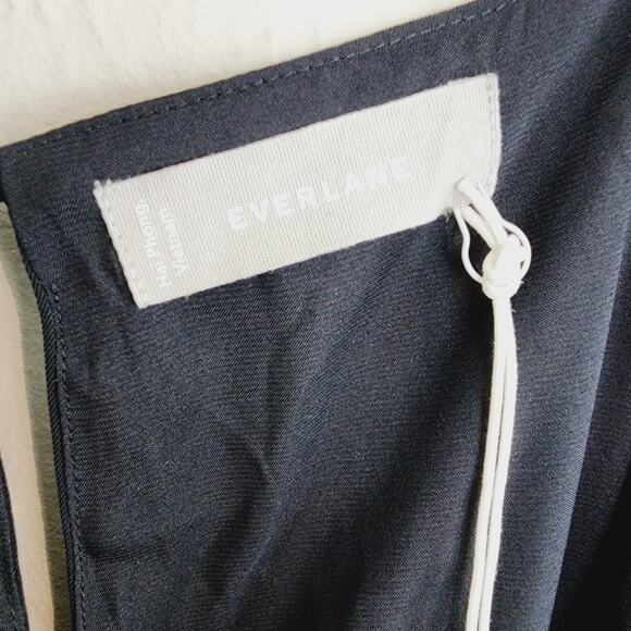 Everlane The Satin Square Neck Slip Dress 6 Black NWT Naia Acetate Midi 90s New - Picture 10 of 12